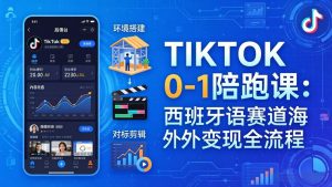 TIKTOK 0-1 陪跑课:从环境搭建到刷对标剪辑,西班牙语赛道海外变现全流程-KJ分享