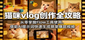 猫咪vlog创作全攻略:从零掌握Flow工具使用,借助AI提示词快速生成萌宠爆款视频-KJ分享