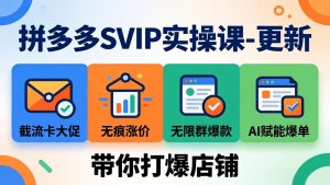 拼多多SVIP实操课-26年4月,截流卡大促+无痕涨价+无限群爆款+AI赋能爆单新玩法,带你打爆店铺-KJ分享