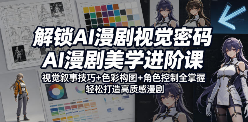 解锁AI漫剧视觉密码，AI漫剧美学进阶课，视觉叙事技巧+色彩构图+角色控制全掌握，轻松打造高质感漫剧-KJ分享