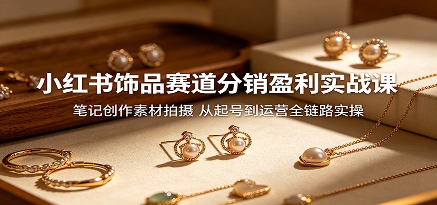 小红书饰品赛道分销盈利实战课:笔记创作素材拍摄,从起号到运营全链路实操-KJ分享