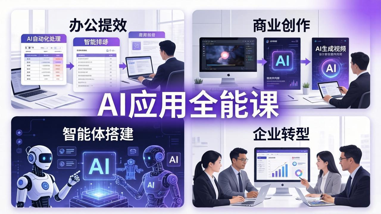 AIGC 应用全能课：办公提效、商业创作、智能体搭建、企业转型，一站式学会AI应用-KJ分享