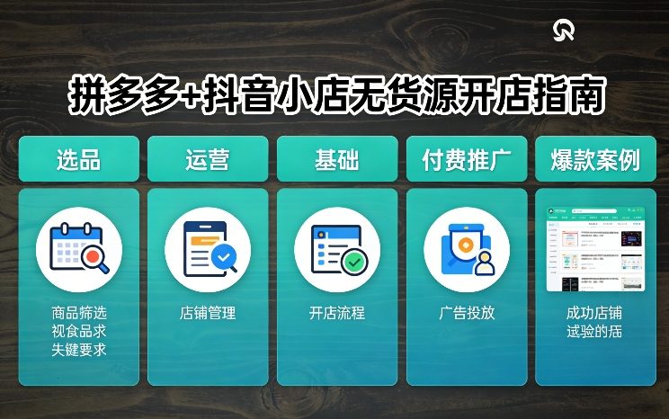 拼多多+抖音小店无货源开店，包括：选品、运营、基础、付费推广、爆款案例等(更新26年3月)-KJ分享