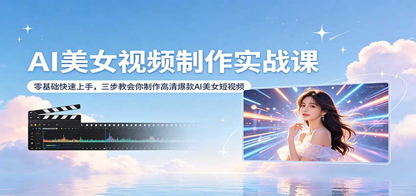 AI美女视频制作实战课：零基础快速上手，三步教会你制作高清爆款AI美女短视频-KJ分享