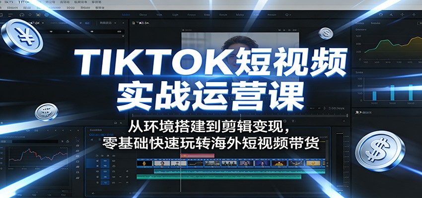 TIKTOK短视频实战运营课：从环境搭建到剪辑变现，零基础快速玩转海外短视频带货-KJ分享