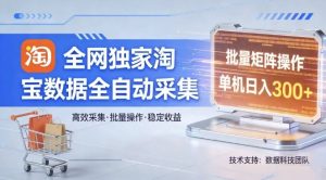 全网独家，淘宝数据全自动采集项目，批量可矩阵，单机轻松日入300【揭秘】-KJ分享