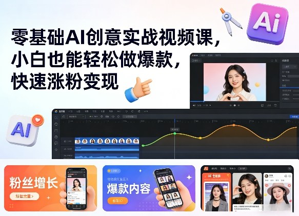 零基础AI创意实战视频课，小白也能轻松做爆款，快速涨粉变现-KJ分享