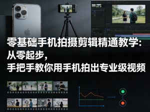 零基础手机拍摄剪辑精通教学：从零起步，手把手教你用手机拍出专业级视频-KJ分享