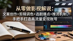 从零做影视解说：文案创作+剪辑调色+选剧爆点+推流机制，手把手打造高流量变现账号-KJ分享