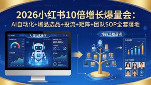 2026小红书10倍增长爆量会：AI自动化+爆品选品+投流+矩阵+团队SOP全套落地-KJ分享