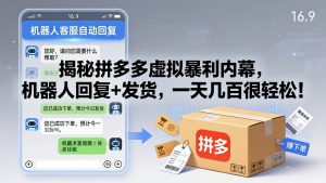 揭秘拼多多虚拟暴利内幕，机器人回复+发货，一天几百很轻松！-KJ分享