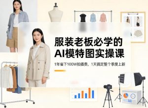服装老板必学的AI模特图实操课，1年省下100W拍摄费，1天搞定整个季度上新-KJ分享
