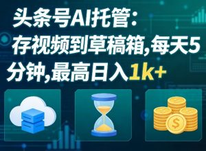 头条号AI托管，我存视频到你草稿箱，每天5分钟，最高日入1k+【揭秘】-KJ分享