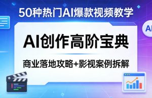 50种热门AI爆款视频教学，AI创作高阶宝典，商业落地攻略+影视案例拆解-KJ分享