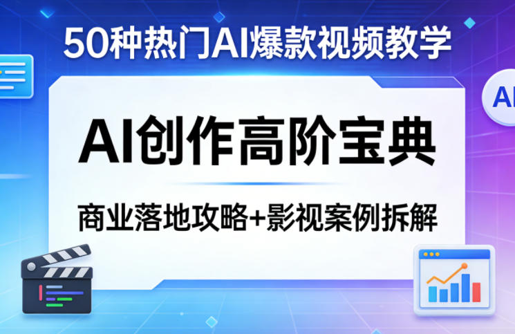 50种热门AI爆款视频教学，AI创作高阶宝典，商业落地攻略+影视案例拆解-KJ分享