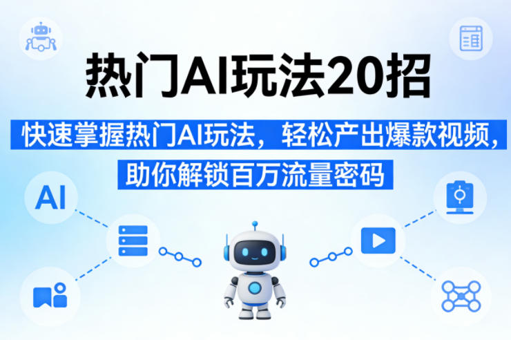 热门AI玩法20招，快速掌握热门AI玩法，轻松产出爆款视频，助你解锁百万流量密码-KJ分享