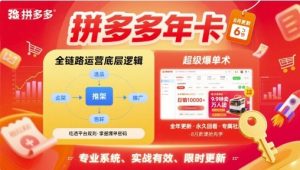 拼多多年卡，拼多多全链路运营底层逻辑，超级爆单术【更新26年3月29日】-KJ分享