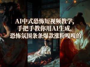 AI中式恐怖短视频教学，手把手教你用AI生成，恐怖氛围条条爆款涨粉嘎嘎的-KJ分享