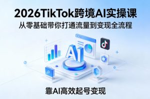 2026TikTok跨境AI实操课，从零基础带你打通流量到变现全流程，靠AI高效起号变现-KJ分享