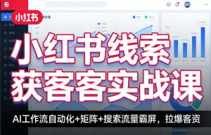 小红书线索获客实战课，AI工作流自动化+矩阵+搜索流量霸屏，拉爆客资-KJ分享