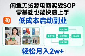 闲鱼无货源电商实战SOP，零基础也能快速上手，低成本启动副业，轻松月入2w+-KJ分享
