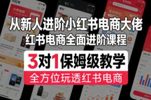 从新人进阶小红书电商大佬，红书电商全面进阶课程，3对1保姆级教学，全方位玩透红书电商-KJ分享