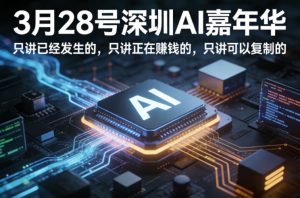 3月28号深圳AI嘉年华,只讲已经发生的,只讲正在賺钱的,只讲可以复制的-KJ分享