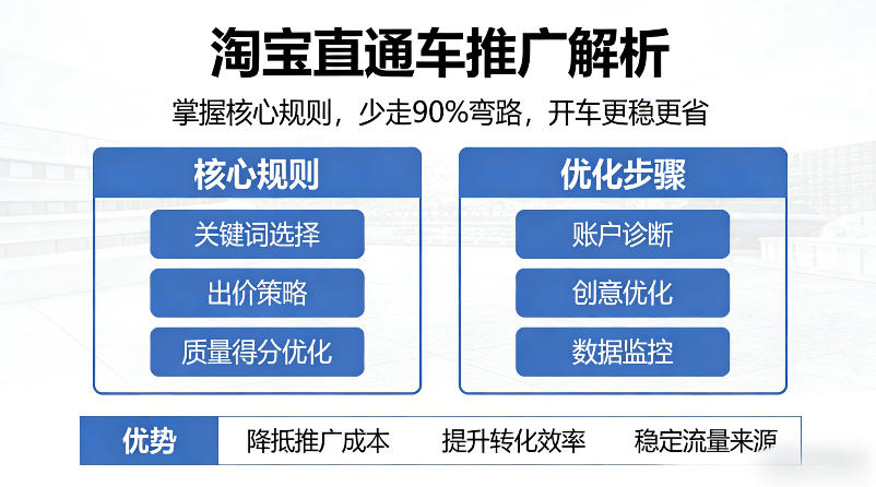 淘宝直通车推广解析，掌握核心规则，少走90%弯路，开车更稳更省-KJ分享