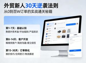 外贸新人30天逆袭法则，教你从0到百W订单的实战通关秘籍-KJ分享