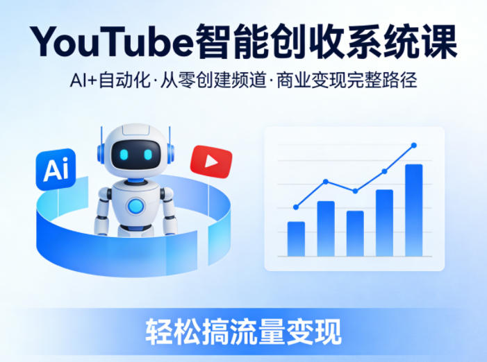 YouTube智能创收系统课，AI+自动化，从零创建YouTube频道并实现商业变现的完整路径，轻松搞流量变现-KJ分享
