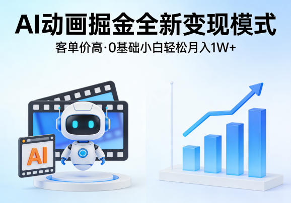 AI动画掘金全新变现模式，客单价高，0基础小白也能轻松月入1W+-KJ分享
