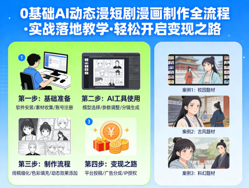 0基础AI动态漫短剧漫画制作全流程，实战落地教学，轻松开启变现之路-KJ分享