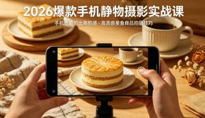 2026爆款手机静物摄影实战课，手机也能拍出商拍感，学会拍出高质感美食商品-KJ分享