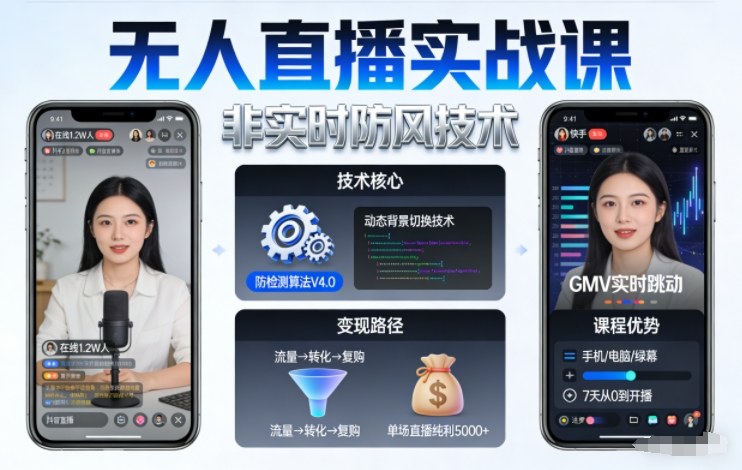 宝子哥无人直播实战课，非实时防风技术，聚焦抖音快手等平台直播带货，轻松开启直播变现之路(更新2026年4月10日)-KJ分享