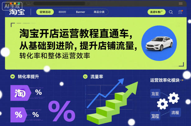 淘宝开店运营教程直通车，从基础到进阶，提升店铺流量，转化率和整体运营效率(更新26年4月10日)-KJ分享
