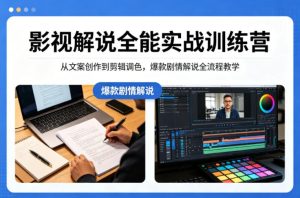 影视解说全能实战训练营：从文案创作到剪辑调色，爆款剧情解说全流程教学-KJ分享