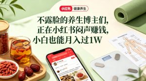 小红书健康养生科普图文赛道，不露脸的养生博主们，正在小红书闷声賺钱，小白也能月入过1W-KJ分享