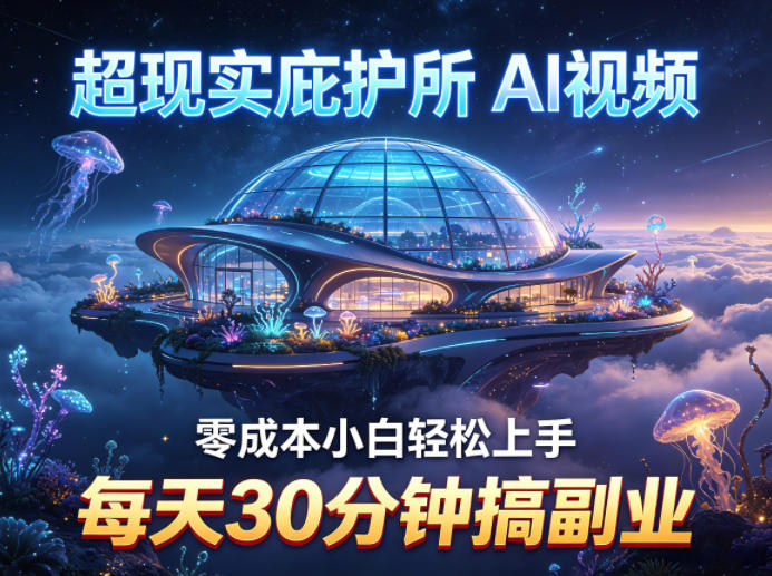 超现实庇护所AI视频项目拆解，零成本小白轻松上手，每天30分钟搞副业-KJ分享