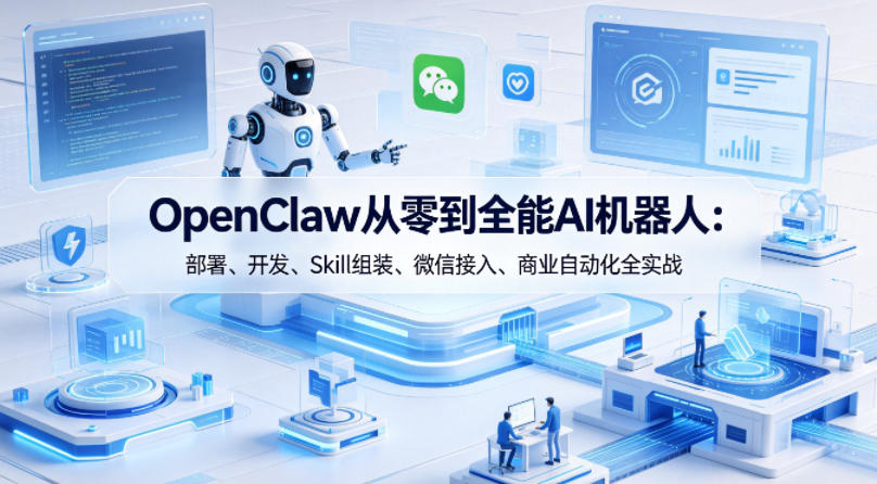 OpenClaw从零到全能AI机器人：部署、开发、Skill组装、微信接入、商业自动化全实战-KJ分享