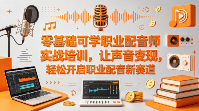 零基础可学职业配音师实战培训，让声音变现，轻松开启职业配音新赛道-KJ分享