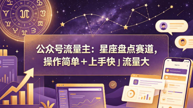 公众号流量主：星座盘点赛道，操作简单＋上手快＋流量大-KJ分享