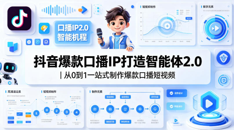抖音爆款口播IP打造智能体2.0｜从0到1一站式制作爆款口播短视频-KJ分享