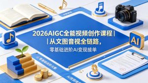 2026AIGC全能视频创作课程｜从文图音视全链路，零基础进阶AI变现接单-KJ分享