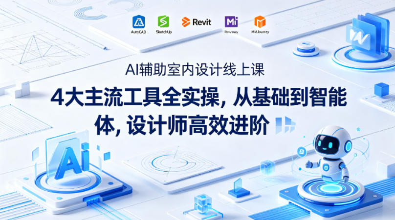 AI辅助室内设计线上课｜4大主流工具全实操，从基础到智能体，设计师高效进阶-KJ分享