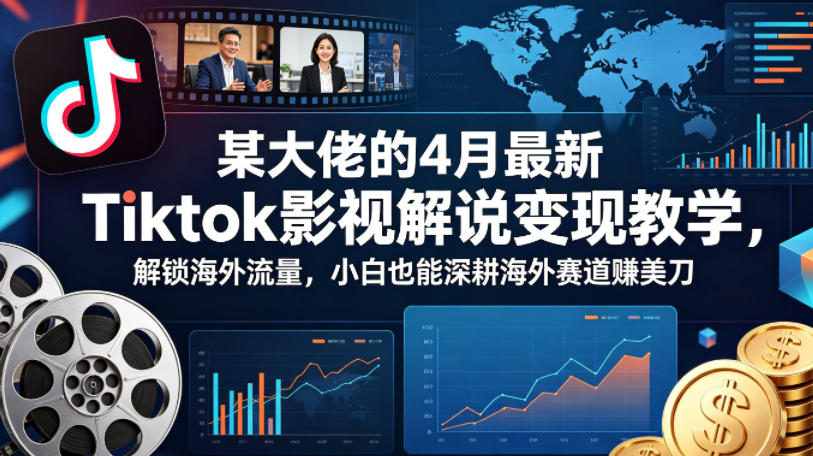 某大佬的4月最新Tiktok影视解说变现教学，解锁海外流量，小白也能深耕海外赛道賺美刀-KJ分享