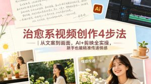 治愈系视频创作4步法｜从文案到画面，AI+剪映全实操，新手也能精准传递情感-KJ分享
