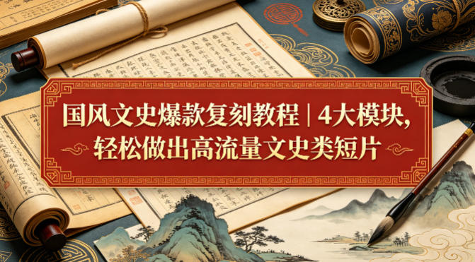 国风文史爆款复刻教程｜4大模块，轻松做出高流量文史类短片-KJ分享