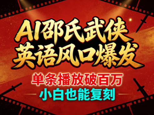 AI邵氏武侠英语风口爆发，单条播放破百万，小白也能复刻-KJ分享