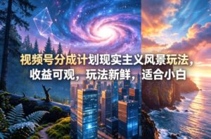 视频号分成计划现实主义风景玩法，收益可观，玩法新鲜，适合小白-KJ分享