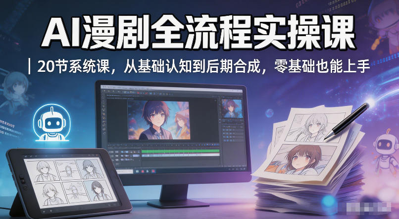 AI漫剧全流程实操课｜20节系统课，从基础认知到后期合成，零基础也能上手-KJ分享